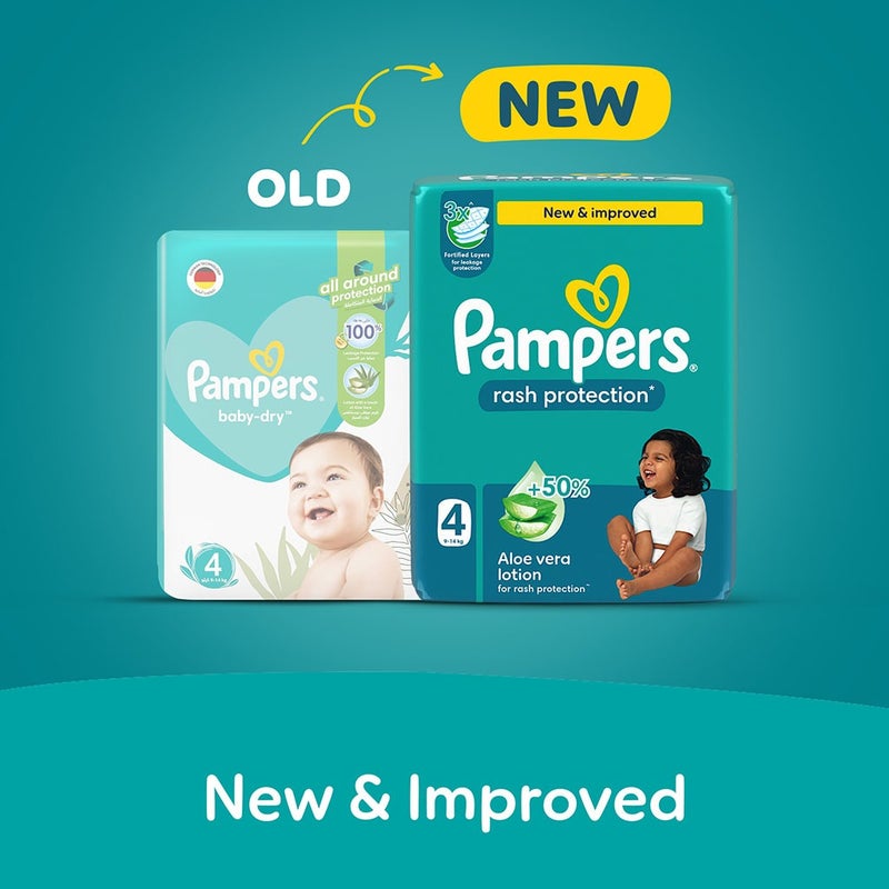 Pampers Rash Protection Size 4, 9-14kg Baby Diapers, Pack of 44's