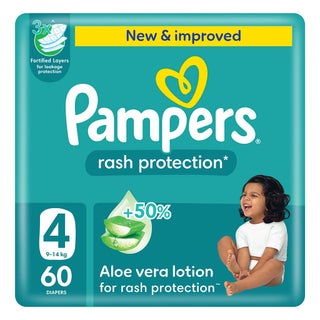 Pampers Rash Protection Size 4, 9-14kg Baby Diapers, Pack of 60's
