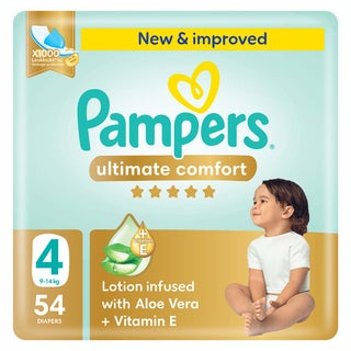 Pampers Ultimate Comfort Size 4, 9-14kg Baby Diapers, Pack of 54's
