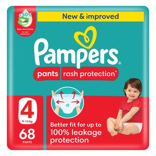Pampers Rash Protection Size 4, 9-14kg Baby Diaper Pants, Pack of 68's