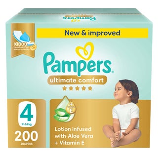Pampers Ultimate Comfort Size 4, 9-14kg Baby Diapers, Pack of 200's