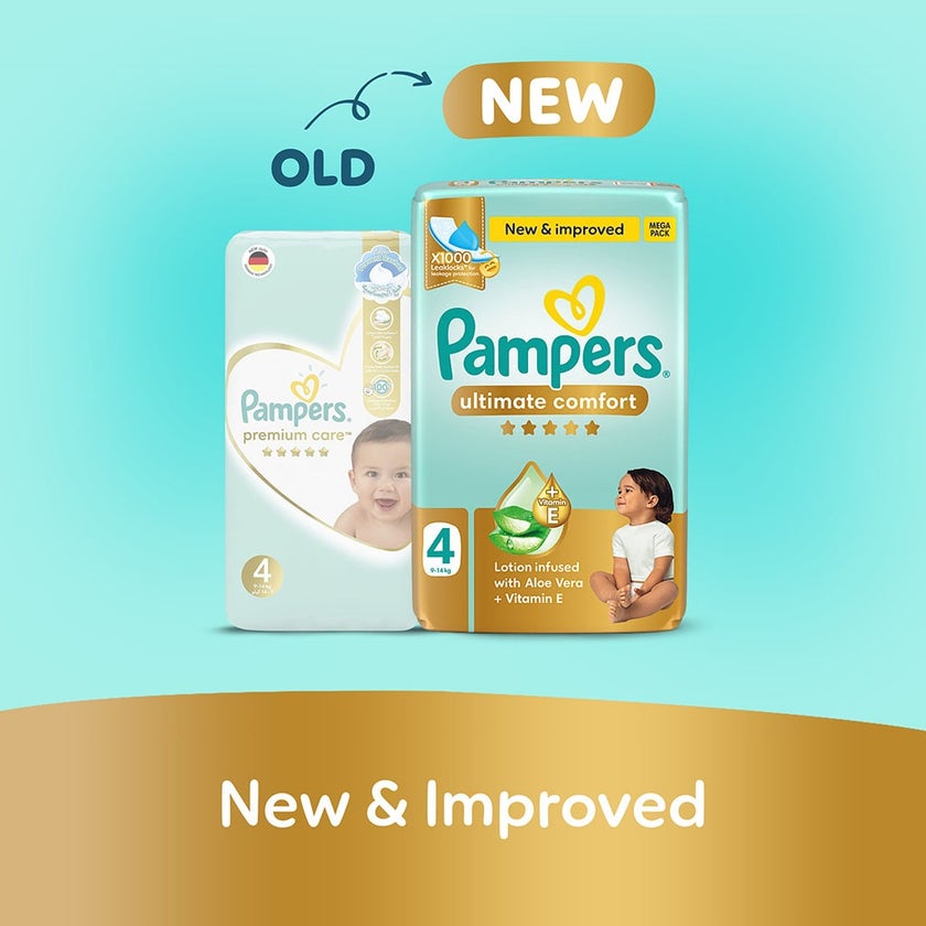 Pampers Ultimate Comfort Size 4, 9-14kg Baby Diapers, Pack of 100's