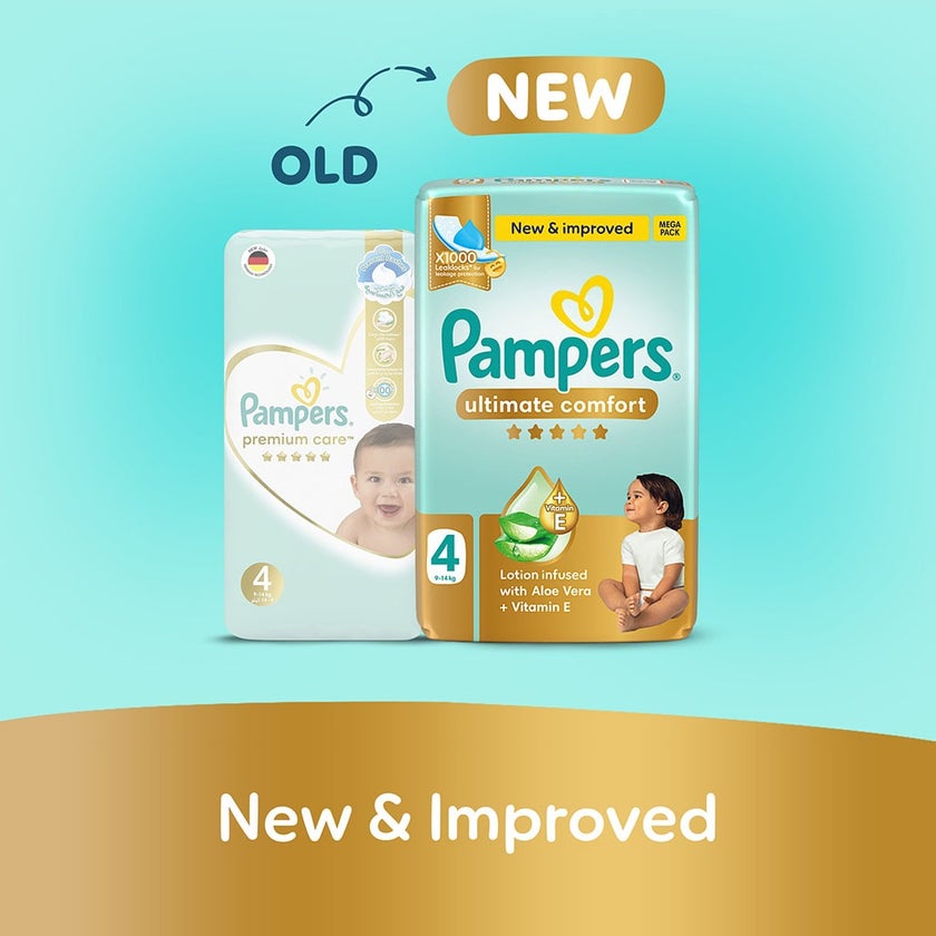 Pampers Ultimate Comfort Size 4, 9-14kg Baby Diapers, Pack of 66's