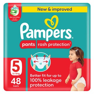 Pampers Rash Protection Size 5, 12-18kg Baby Diaper Pants, Pack of 48's