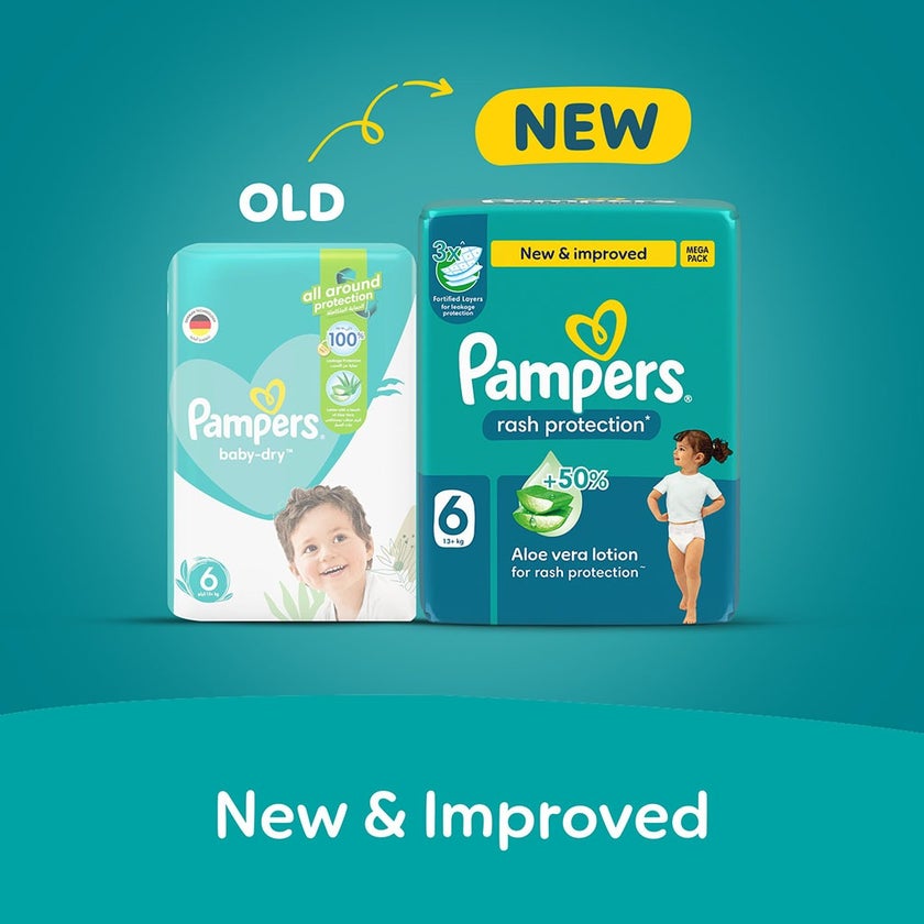 Pampers Rash Protection Size 6, 13+kg Baby Diapers, Pack of 46's