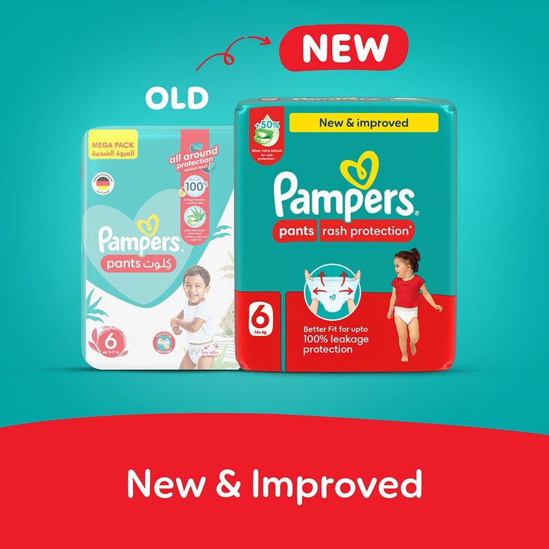 Pampers Rash Protection Size 6, 16+kg Baby Diaper Pants, Pack of 19's