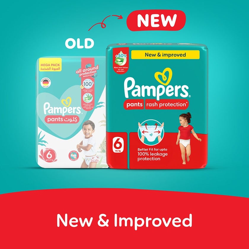 Pampers Rash Protection Size 6, 16+kg Baby Diaper Pants, Pack of 34's