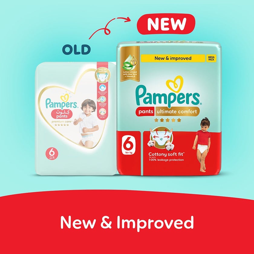 Pampers Ultimate Comfort Size 6, 16+kg Baby Diaper Pants, Pack of 34's