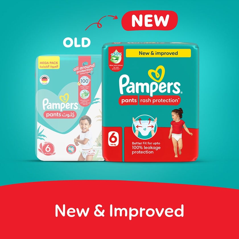 Pampers Rash Protection Size 6, 16+kg Baby Diaper Pants, Pack of 44's