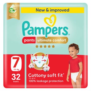 Pampers Ultimate Comfort Size 7, 17+kg Baby Diaper Pants, Pack of 32's