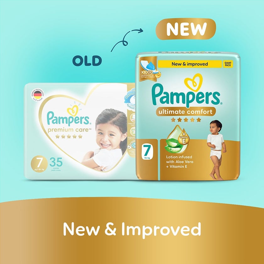 Pampers Ultimate Comfort Size 7, 15+kg Baby Diapers, Pack of 35's