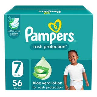 Pampers Rash Protection Size 7, 15+kg Baby Diapers, Pack of 56's
