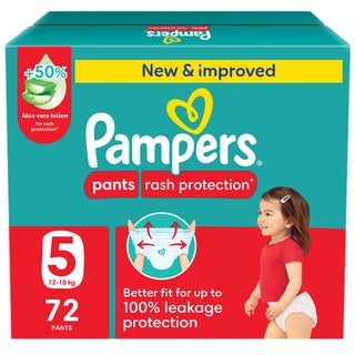 Pampers Rash Protection Size 5, 12-18kg Baby Diaper Pants, Pack of 72's