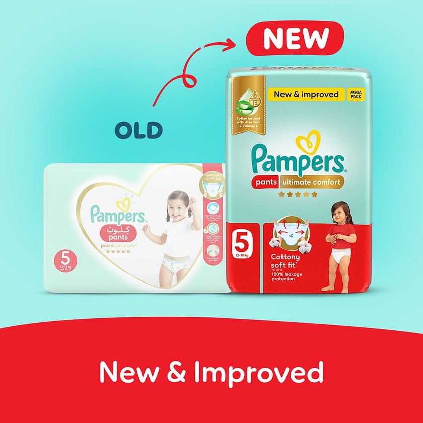Pampers Ultimate Comfort Size 5, 12-18kg Baby Diaper Pants, Pack of 76's
