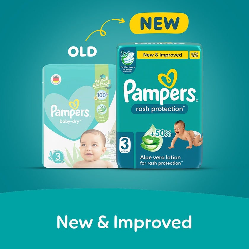 Pampers Rash Protection Size 3, 6-10kg Baby Diapers, Pack of 100's