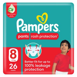 Pampers Rash Protection Size 8, 19+kg Baby Diaper Pants, Pack of 26's