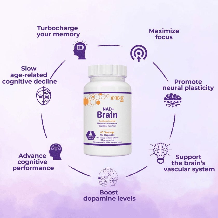 NMN NAD+ Brain Food Supplement Capsules, Pack of 90’s