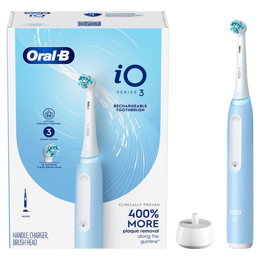 Oral B iO Series 3 Rechargeable Electric Toothbrush - Icy Blue