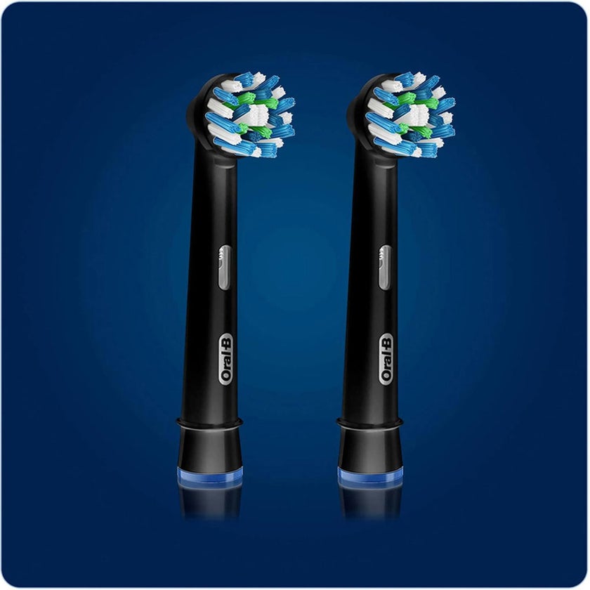 Oral B Cross Action Black Edition Rechargeable Electric Toothbrush Heads, Pack of 2's