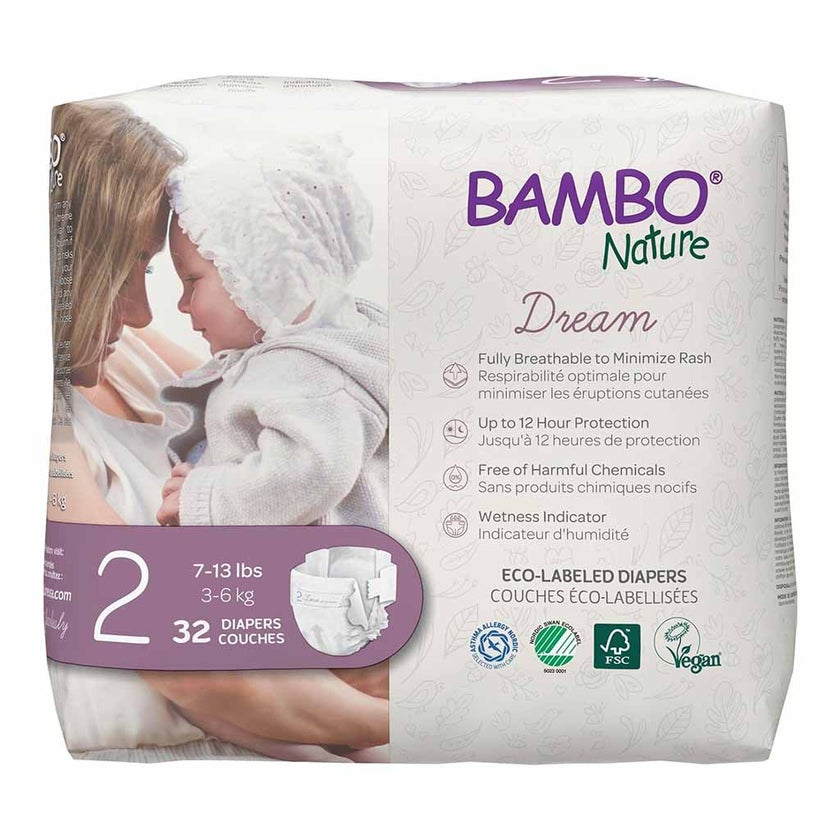 Bambo Nature Dream Size 2, 3-6kg Eco-Friendly Baby Diapers, Pack of 32's