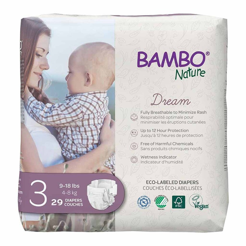 Bambo Nature Dream Size 3, 4-8kg Eco-Friendly Baby Diapers, Pack of 29's