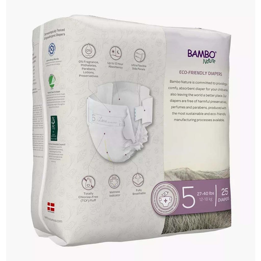 Bambo Nature Dream Size 5, 12-18kg Eco-Friendly Baby Diapers, Pack of 25's