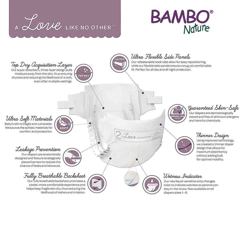 Bambo Nature Dream Size 6, 16+kg Eco-Friendly Baby Diapers, Pack of 24's