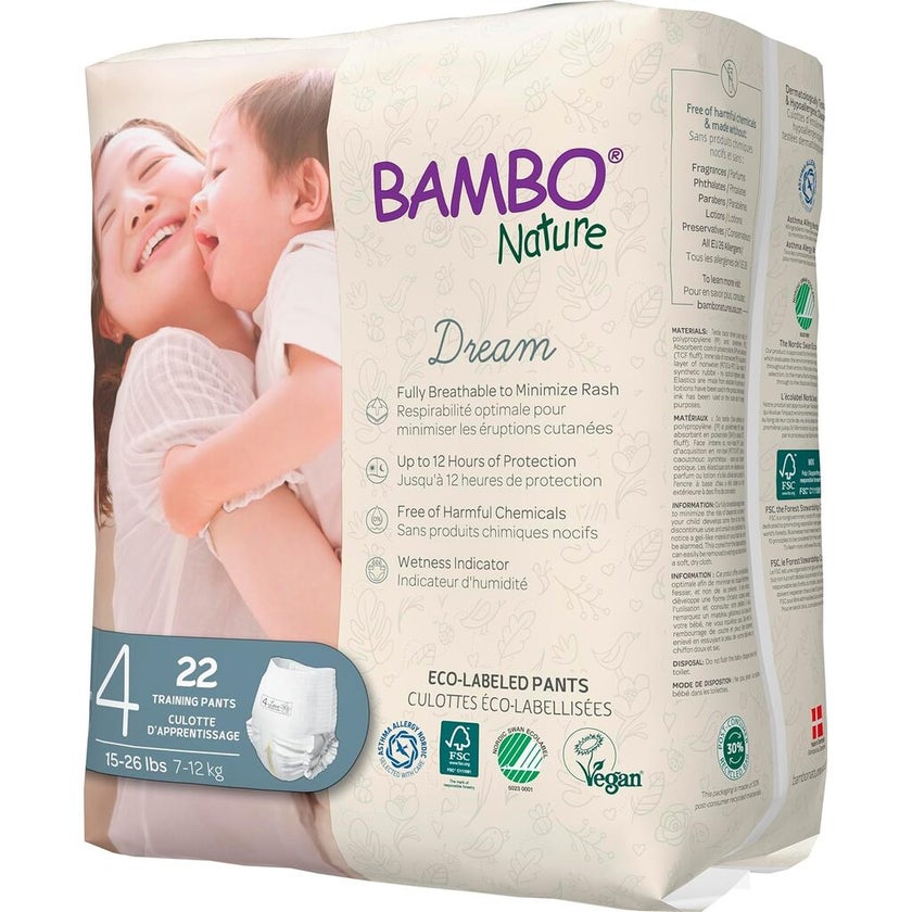 Bambo Nature Dream Size 4, 7-12kg Eco-Friendly Training Pants, Pack of 22's