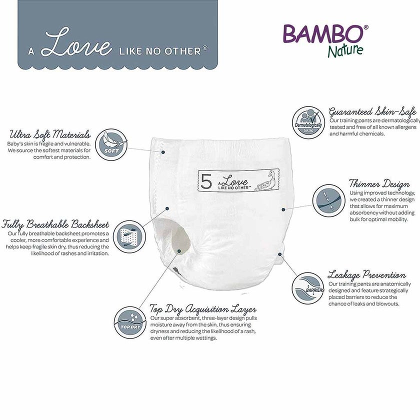 Bambo Nature Dream Size 5, 11-17kg Eco-Friendly Training Pants, Pack of 20's