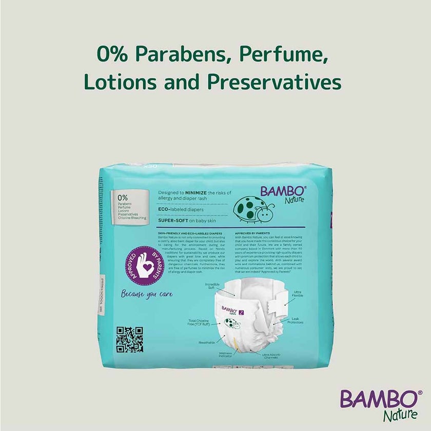 Bambo Nature Size 3, 4-8kg Eco-Friendly Baby Diapers, Pack of 52's