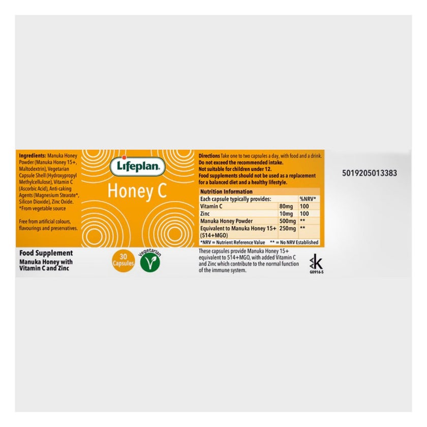 Lifeplan Manuka Honey 15+ UMF & 514+ MGO 200mg Capsules, Pack of 30's