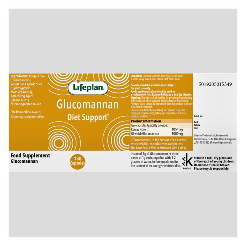 Lifeplan Glucomannan Diet Support Capsules, Pack of 180's
