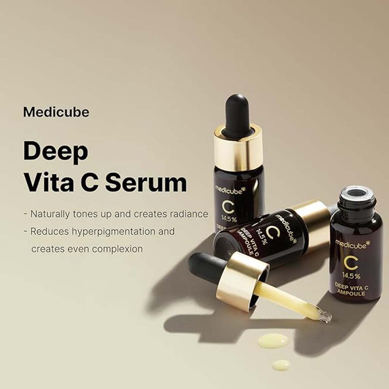 Medicube Deep Vita C 14.5% Ampoule For Skin Brightening 10ml, Pack of 3’s