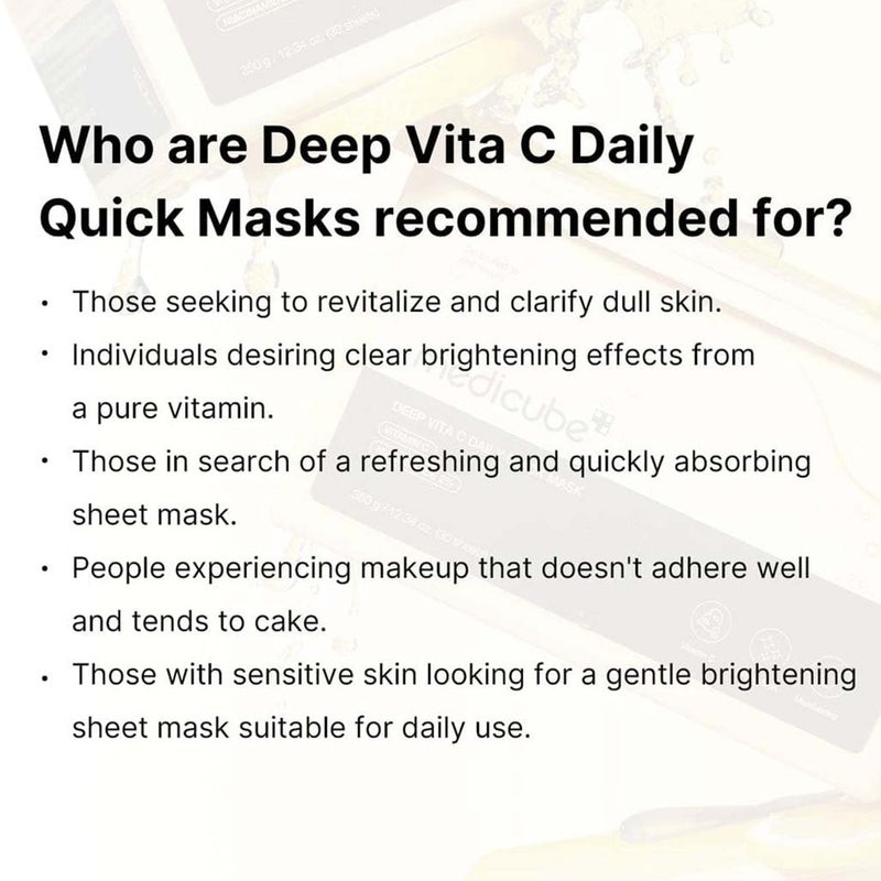 Medicube Deep Vita C 2% Facial Sheet Mask 20g, Pack of 4’s 