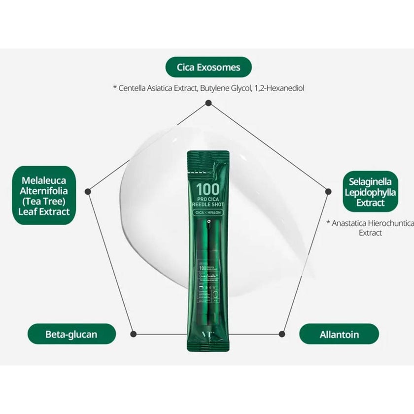 VT Cosmetics Pro Cica 100 Reedle Shot Face Serum 2ml, Pack of 10’s