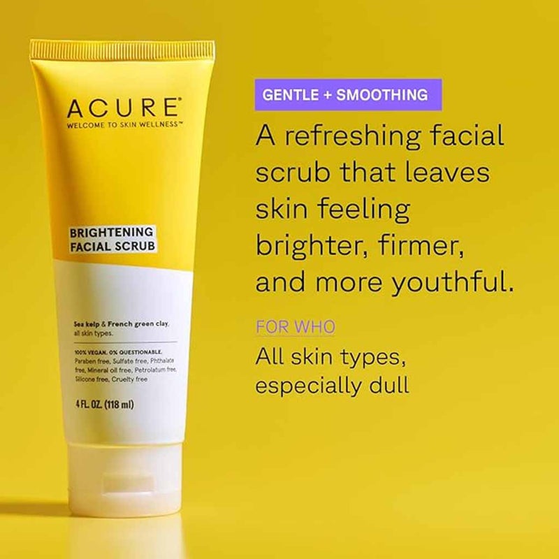 Acure Brightening Facial Scrub With Sea Kelp & French Green Clay 118ml