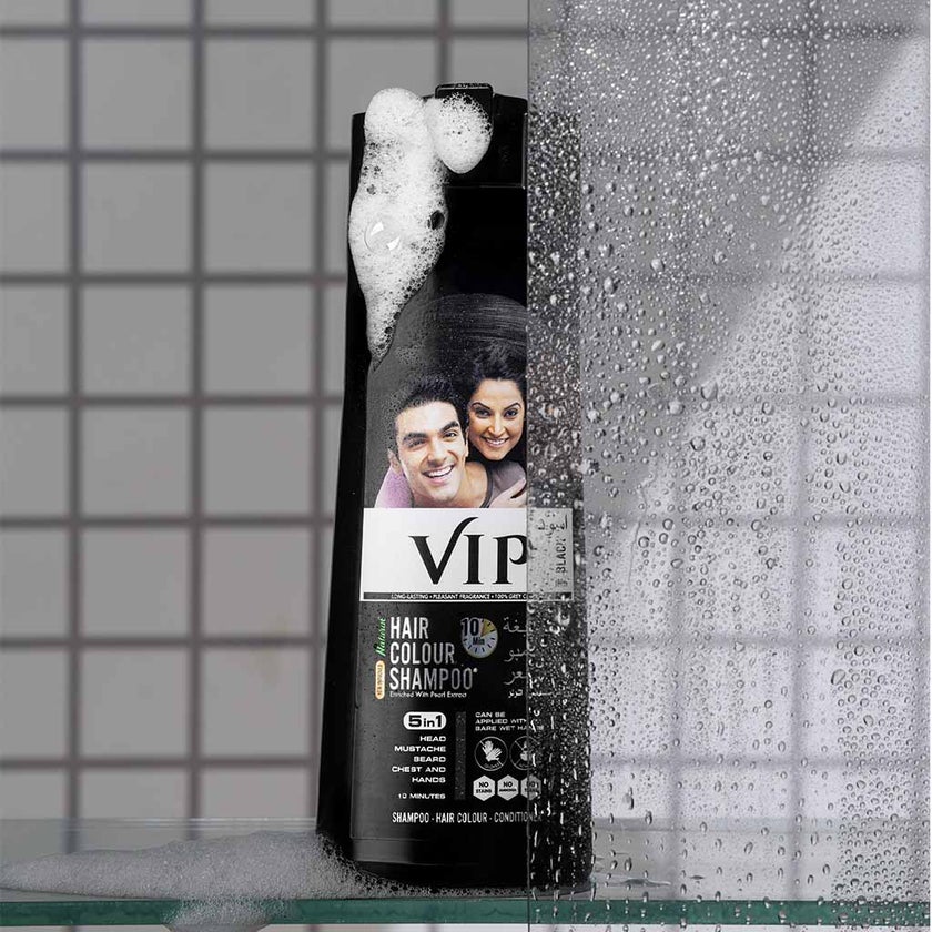 VIP Natural Hair Colour Shampoo 180ml, Color - Black