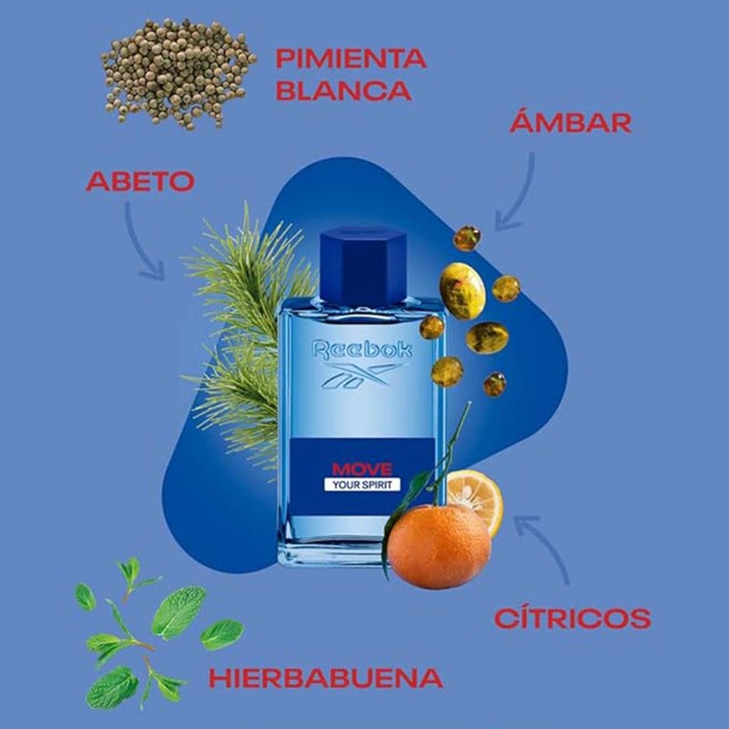 Reebok Move Your Spirit Eau De Toilette For Men - Fresh & Floral Fragrance 50ml