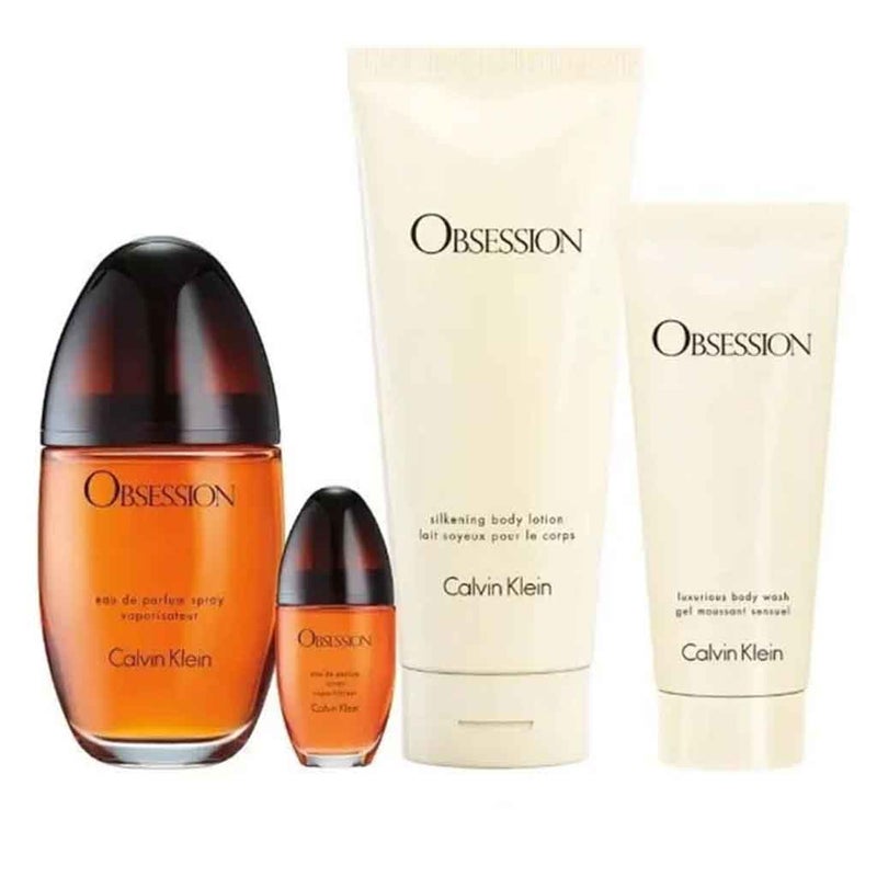 Calvin Klein Obsession Gift Set For Women - Pack of Calvin Klein Obsession EDT 125ml + EDT 15ml + Obsession Silking Body Lotion 200ml + Body Wash 100ml