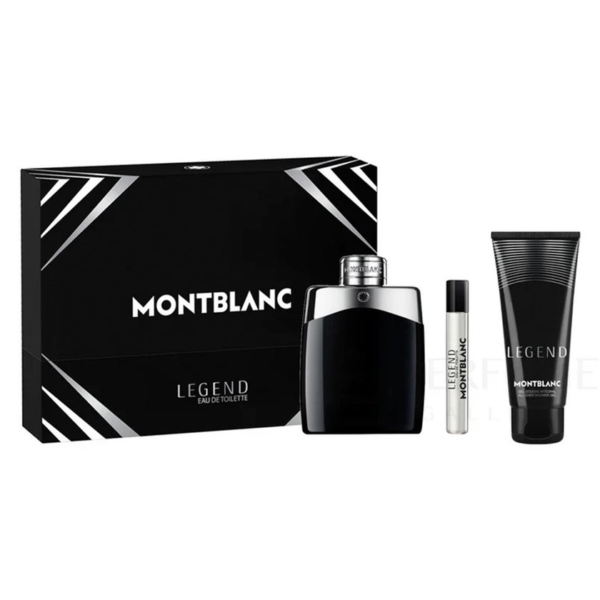 Mont Blanc Legend Black Gift Set For Men - Pack of Mont Blanc Legend Black EDT 100ml + EDT Mini Spray 7.5ml + Shower Gel 100ml