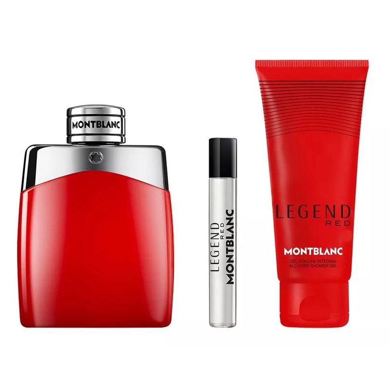 Mont Blanc Legend Red Gift Set For Men In Black- Pack of Mont Blanc Legend Red EDP 100ml + EDP Mini Spray 7.5ml + Shower Gel 100ml