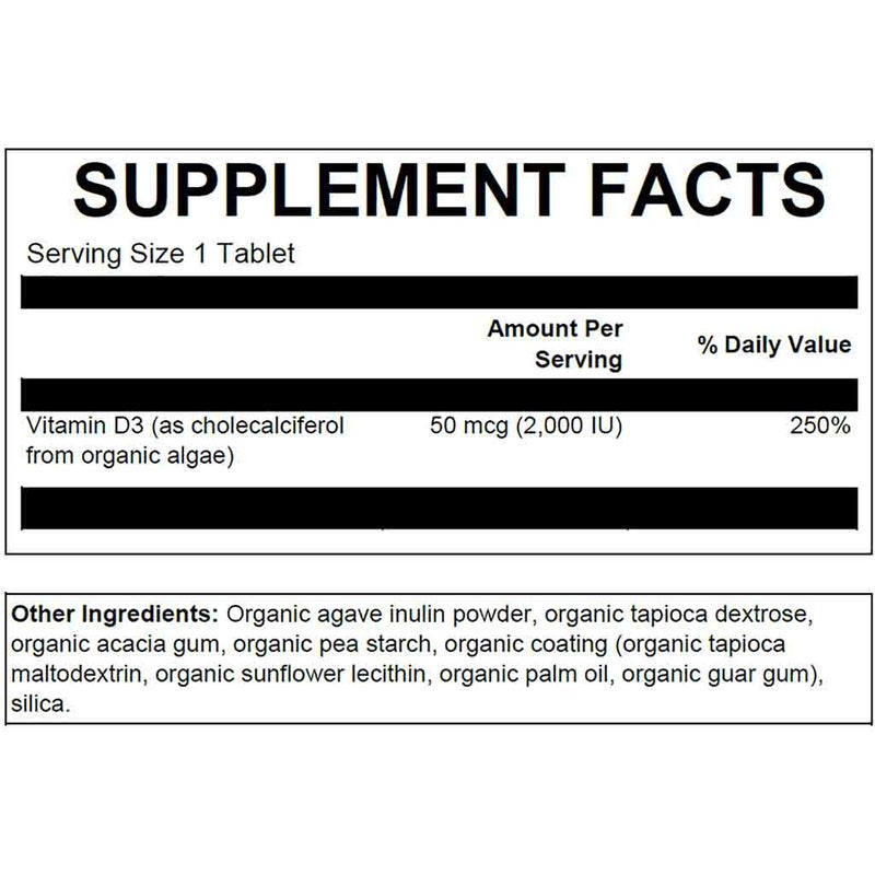 Plant Fusion Vegan Organic Vitamin D3 2000IU Tablets, Pack of 60’s 