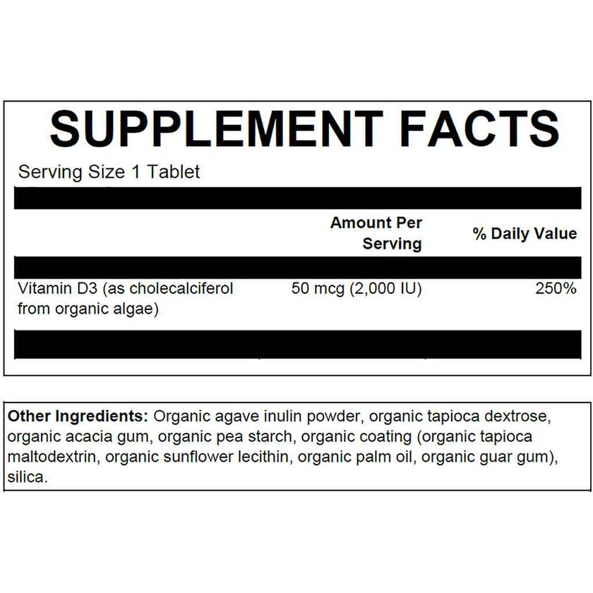 PlantFusion Vitamin D3 2000IU Tablets, Pack of 60's