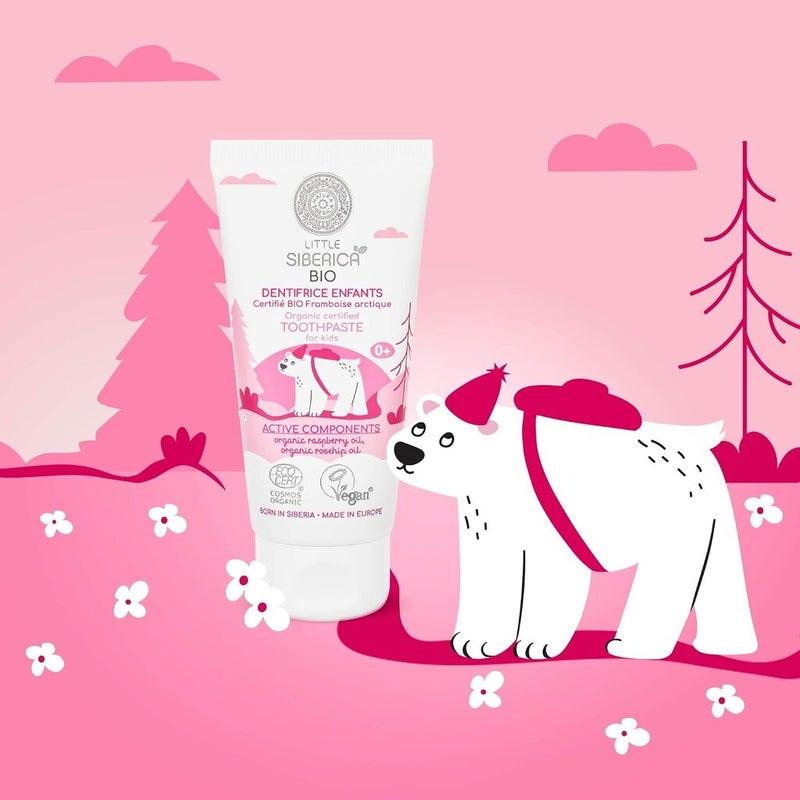Little Siberica Bio Organic Kids Toothpaste With Arctic Raspberry Flavor 60g 