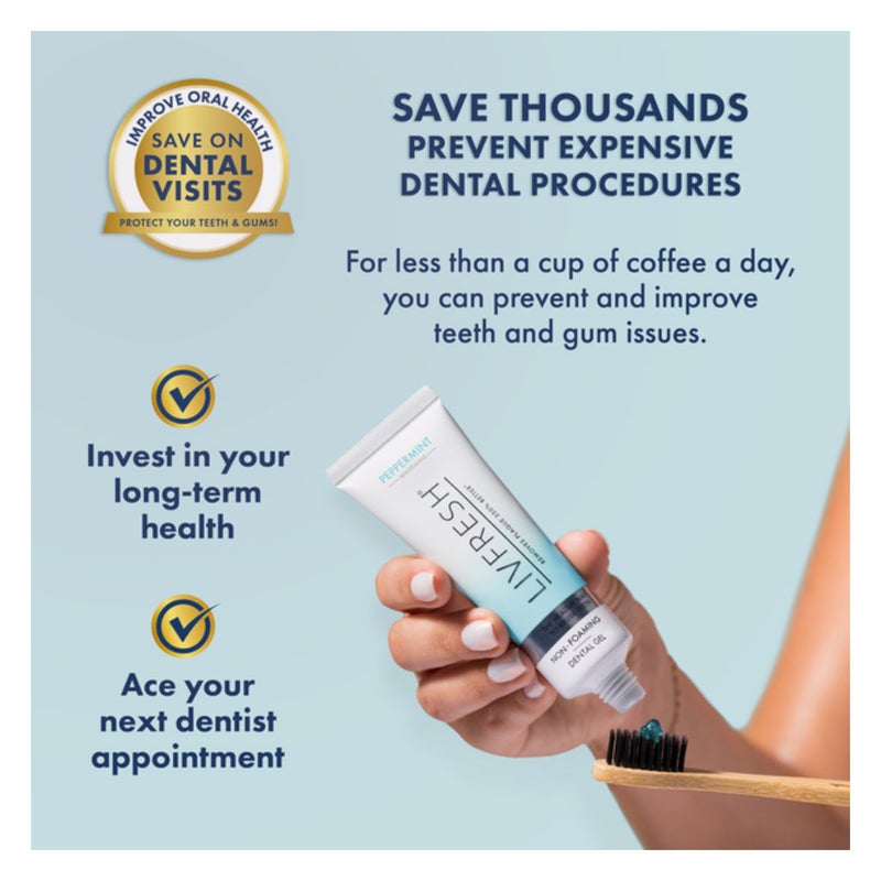 Livfresh Peppermint Whitening Non-Foaming Gel Toothpaste 50g