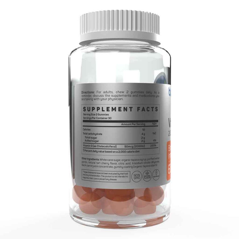 Blueberry Naturals Vitamin D3 2000IU Adult Gummies For Bone Health, Pack of 60’s 