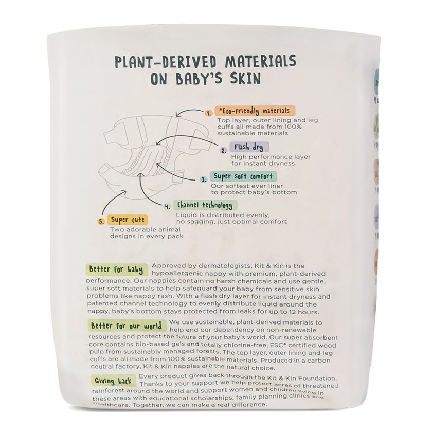 Kit & Kin Eco Friendly Hypoallergenic Size 2 Baby Diapers For 4-8Kg, Pack of 38’s