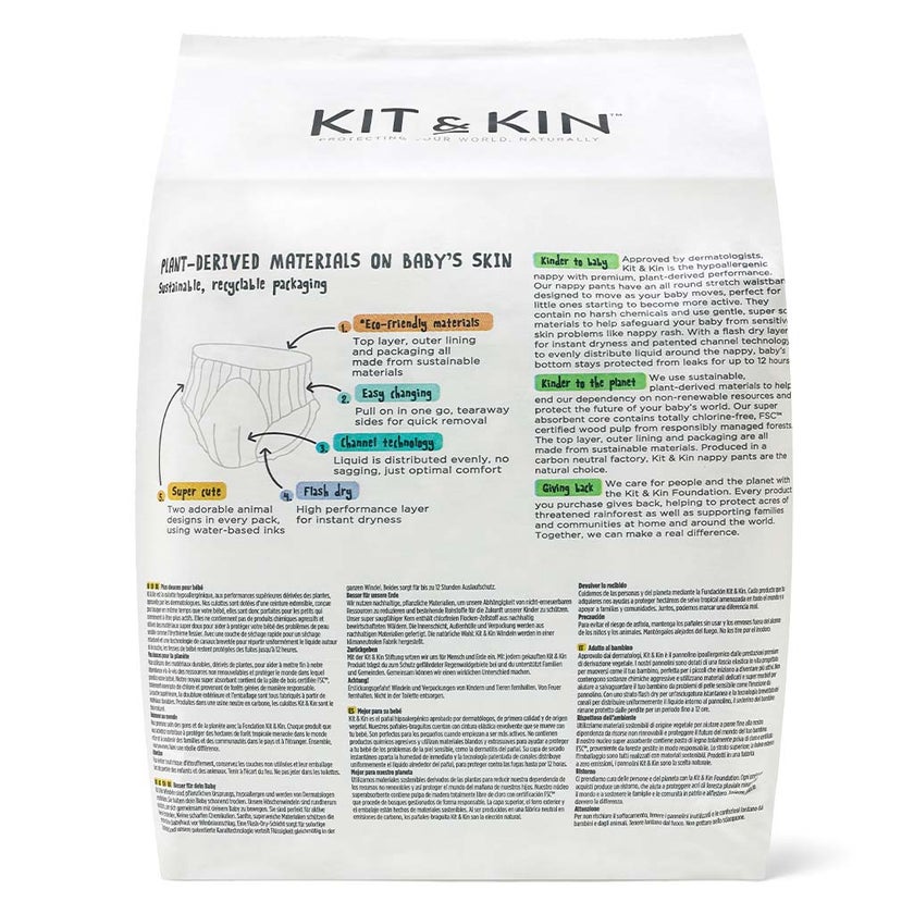 Kit & Kin Eco Friendly Hypoallergenic Size 6 Baby Nappy Pants For 15+ Kg, Pack of 18’s