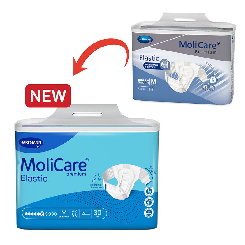 Hartmann Molicare Premium Elastic Adult Diapers 85x120cm - Medium, Pack of 30's