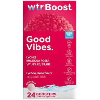 WTR Boost Good Vibes Effervescent Boosters - Lychee Rose Flavor, Pack of 24's